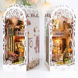 Doll House Accessories DIY wooden flower house bookshelf insertion kit mini building kit bookshelf assembly bookshelf friend birthday gift Q240522