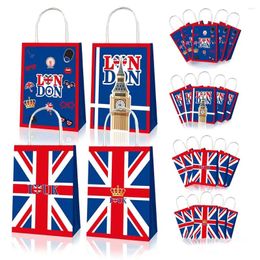 Gift Wrap 12/30PCS British Theme Birthday Party Bags With Handle Candy Decorations Supplies For UK Queens 71th Anniversary Favor