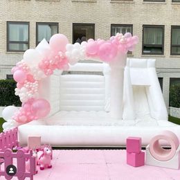 wholesale Outdoor Rental Wedding Inflatable White Bounce House PVC Bouncer Bouncy Castle With Slide And Ball Pit Pool For Kids