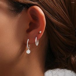 Hoop Earrings CANNER 3PCS 1Set 925 Sterling Silver For Women 18K Gold Zircon Fashion Jewellery Party Gifts Classic Aretes