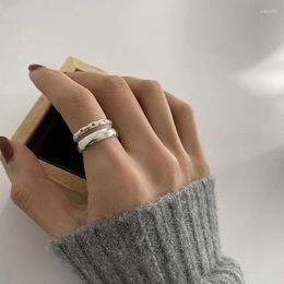 Cluster Rings Silver Colour Ring For Women Girl Gift Fashion Vintage Double Layer Lock Design HipHop Party Daily Jewellery Wholesale Drop