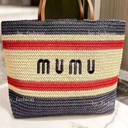 Miumu Bag Luxurys Handbag Straw Shop Large Tote Designer for Woman Summer Stripe Raffias Shoulder Crochet Mens Weave Crossbody Lady Clutch Weekender Beach Bags 175