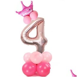 Party Decoration 120Cm Rose Gold Digital Column Aluminum Film Balloon Base Road Lead Birthday Supplies Wholesale Drop Delivery Home Ga Dhi8M