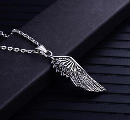 Long Necklace Men Wing Pendants Stainless Steel Gifts For Accessories Feather Chain Fashion Punk Jewellery Whole Pendant Necklac2177901