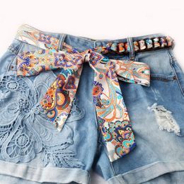 Weave Ribbon Rope Ladies Dress Belt Wide Silk Scarf Long Women Jeans Waist Colorful Fashion Wild Female Belts 303t