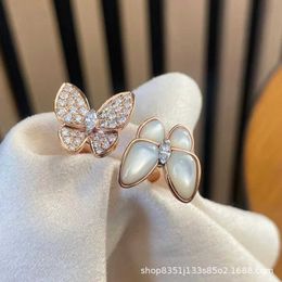 High standard Van rings gift first choice new fashionable and versatile butterfly ring for women light luxury have Original logo