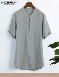 Plain Casual Shirts Cotton Linen Shirts Men T Shirts Summer Big 2xl Male Clothes Short Sleeve Camisas Masculina Y190722011362846