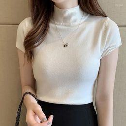 Women's Blouses Solid Color Casual Women Clothing Korean Knitted Top Blusas Mujer De Moda Spring Summer Slim Turtleneck Blouse