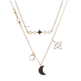 Swarovskis Necklace Designer Luxury Fashion Women Original Quality Swallow Moon Star Double Layer Female 2-in-1 Collar Chain Two Rose Gold top quality 24ss 195