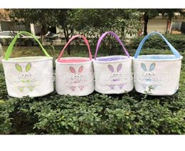 Easter Egg Storage Basket Canvas Bunny Ear Bucket Creative Easter Gift Bag With Rabbit Tail Decoration 8 Styles 492 R24780012