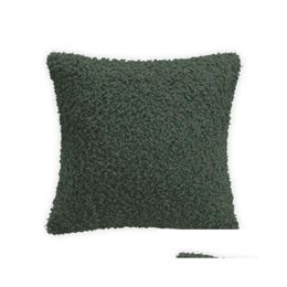 Cushion/Decorative Pillow Grey P Cushion Er Cozy Teddy Boucle For Sofa Living Room 45X45Cm Throw Pillows Decorative Cojines 240113 Dro Dhwtr