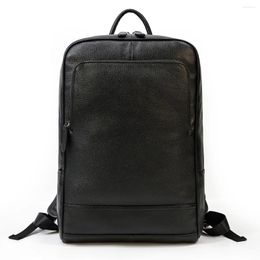 Backpack Vintage Men Big Travel Cow Leather Double Zipper Bagpack Business Male Real Laptop Handmade Bag