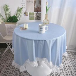 Table Cloth Ins Solid Color Tablecloth Ruffle-like Lace Dustproof Desk Cover For Kitchen Wedding Dining Desktop Decor