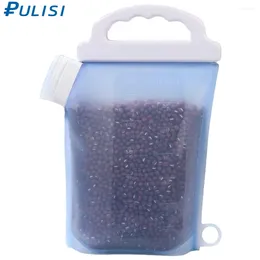 Storage Bottles Kitchen Container Stand-Up Silicone Food Bag With Capacity Portable Grain Sealed For Sorting Rice Pet