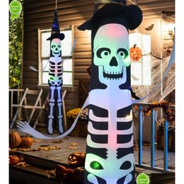 Other Event & Party Supplies New 2022 Halloween Decoration Skeleton Ghost Frame Bat Pumpkin Horror Garden Led String Lights Haunted Ho Dhyvz