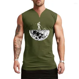 Men's Tank Tops Gym Fitness Muscle Sleeveless Singlets Summer Cotton Breathable Cool Feeling Mens Bodybuilding V-neck Sport T-shirt