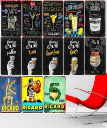 Mojito Martini Vodka Vintage Metal Sign Home Bar Pub Decorative Plates Beer Art Painting Ricard Wall Stickers Decor 3020cm6706492