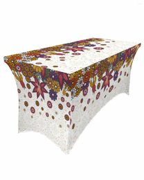Table Skirt Boho Retro Floral Elastic Wedding Birthday Decoration Tablecloth For Party