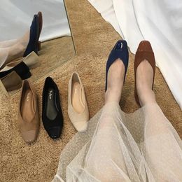 Casual Shoes Patchwork Flats Woman Soft Bottom Ballerina Moccasins Flock & Leather Square Toe Loafers Ladies Spring Roll-up Ballet
