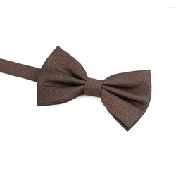 Bow Ties Mens Vintage Brown Coffee Tie Geometric Print Bowtie With Adjusted Length