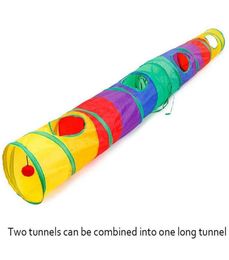 Practical Colorful Foldable Cat Pet Play Tunnel Cat Play Toy Indoor Outdoor Tent Game Playing Toy 2 Holes With Ball2551124
