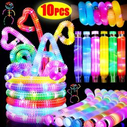 LED Toys Wholesale of childrens DIY corrugated tube light rods sensors toys parties interactive game props LED Coloured popular tube telescop