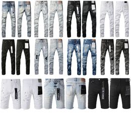 Designer lila Marke Jeans Lila Jeans Straight Jean Knie Lengh Jeans mit Loch Hight Qualität Stickerei Purple Jean Jeans Hosen Herren Purple Jeans