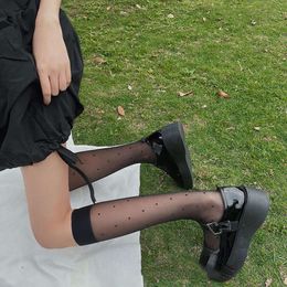 3PCS Sexy Dot Silk Stockings Women Transparent Long Stocking Woman Summer Thin Jk High Knee Socks Leg Elastic Dress Calcetines Media