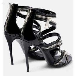 Summer Sandals Slim Women Zipper Fashion High Heel Sexy Nightclub Party Show Women's Shoes Size 35- 54c 's