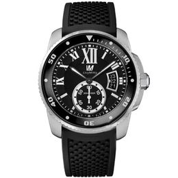 Top Mens Watch Waterproof Black Calendar Dial Automatic Mechanical Rubber Strap Sapphire Glass Male Wristwatch Stainless Steel Case
