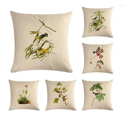 Pillow Cover Green Leaves And Sparrow Birds Case Cotton Linen 45 Sofa Home Decorative Throw PillowZY17