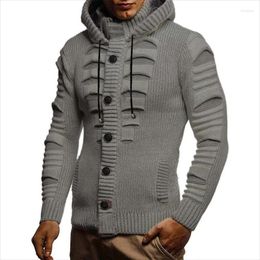 Men's Sweaters Plus Size Fashion Knitting Sweater Men Spring Autumn Hollow Casual Slim Fit Grey Hooded Male Winter Warm 5XL