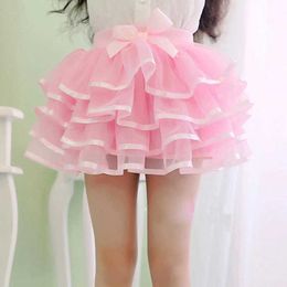 Skirts Skirts Tutu Skirt Girls Cake Fluffy Pettiskirt Dance Mini Skirt Birthday Princess Prom Dress Childrens Clothing 4-layer sheer Ski WX5.21