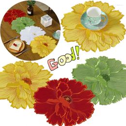 Table Mats Beautiful Flower Shape Placemat Embroidery Exquisite Cup Mug Tea Pan Drink Pad Dinner Mat Decoration Home Wedding