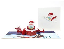 3D Creative Santa Claus Greeting Cards Christmas Decoration Laser Cut Message Postcards Festive Party Supplies5944584