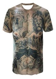 Men039s TShirts Sexy Tattoo Muscle Tshirt 3D Animal Printed Top Tees Male Summer Tshirt Hip Hop Camisetas Homme Streetwear Fu4627897