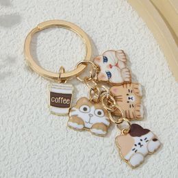 Cute Enamel Keychains Multiple Lovely Cat Pet Animals Coffee Paw Key Rings For Women Men Lovers Friendship Gift Handmade Jewelry