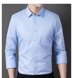 Men's Dress Shirts Long Sleeved Shirt Elastic Bamboo Fiber Non Ironing Silk Middle-aged And Elderly Professional Clothing