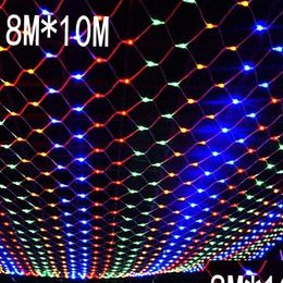 Christmas Decorations 8Mx10M 2600 Led 220V Super Bright Net Mesh String Light Xmas Year Garden Lawn Wedding Holiday Lighting 201203 Dhmpq