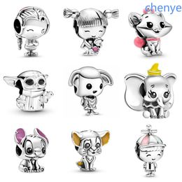 High Quality Sterling Silver Charm Mouse Elephant Girl Fox Pendant New DIY Bracelet Beads Suitable for Women Bracelet Necklace Accessories Fashion Charm