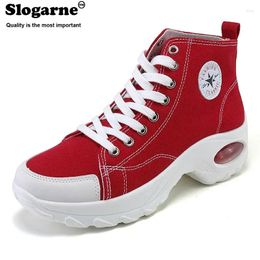 Casual Shoes Women's High Top Sneakers Women Increase Height Canvas Air Cushion Sports Loafers Thick Sole Spring