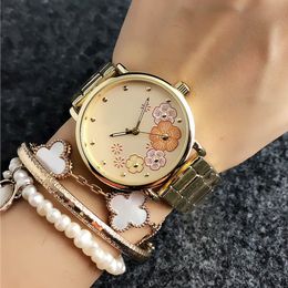 Fashion M Flower design Brand Watches women's Girl Metal steel band Quartz Wrist Watch M72 2501