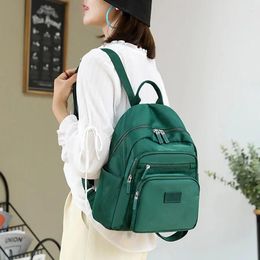 School Bags Dark Green Women's Backpack Waterproof Nylon Student Bag Suitable For Girls' Small Travel Rucksack