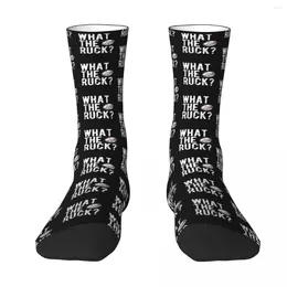Men's Socks Pun What The Ruck Players Gift Harajuku Super Soft Stockings All Season Long For Man's Woman's