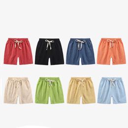 Shorts Shorts 2-12Y Boys and Girls Shorts Cotton Summer Childrens Sports Shorts Korean Loose Casual Candy Blue Red Black Khaki Beach Shorts Linen Shorts WX5.22