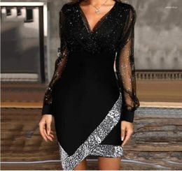 Casual Dresses Sequin Sexy Dress For Women 2024 Summer Vintage Elegant Party Mini Ladies Fashion Slim Black Vestidos