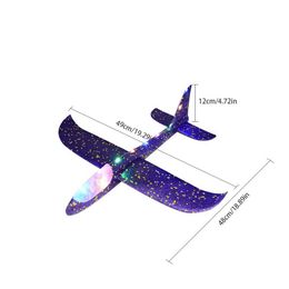 Aircraft Modle 48CM LED flash foam aircraft glider manual throwing outdoor game with lights aircraft model toys childrens gifts S2452355