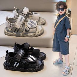 Boys' Open Toe Sports Sandals 2024 Summer New Soft Sole Lightweight Anti Slip Middle And Big Children's Versatile Casual Beach Shoes