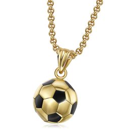 Punk Football Fan Soccer Charm Pendant Male Golden/Silver Color 14K Gold Sport Necklace For Men Jewelry Gift