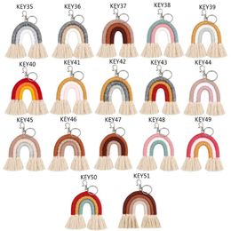 Weaving Rainbow Keychains for Women Tassel Macrame Keyrings Key Holder Jewellery 318S
